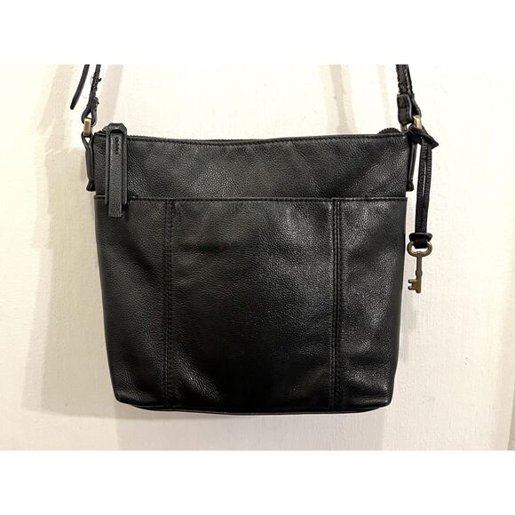 Vintage Fossil Black Leather Crossbody Shoulder Handbag Bag Women's Size Small - Picture 9 of 12